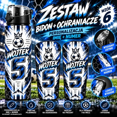 ZESTAW PIŁKARSKI Z PERSONALIZACJĄ – BIDON 750 ML + OCHRANIACZE